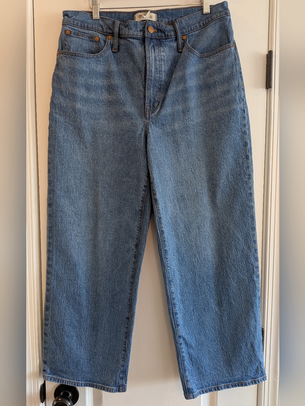 Madewell The Perfect Vintage Wide Leg Crop Jean Classic Blue Denim Size 31 - Picture 4 of 15